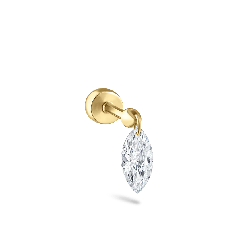 Floating Marquise Diamond Charm Threaded Stud Earring - Image 18
