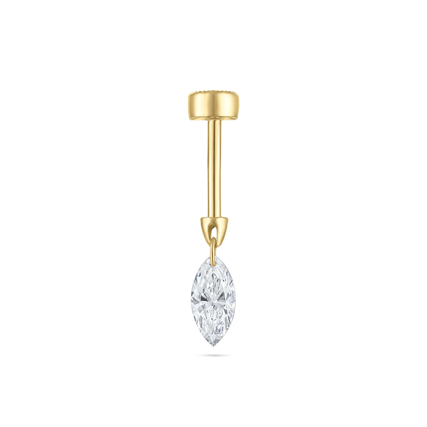 Floating Marquise Diamond Charm Threaded Stud Earring - Image 24