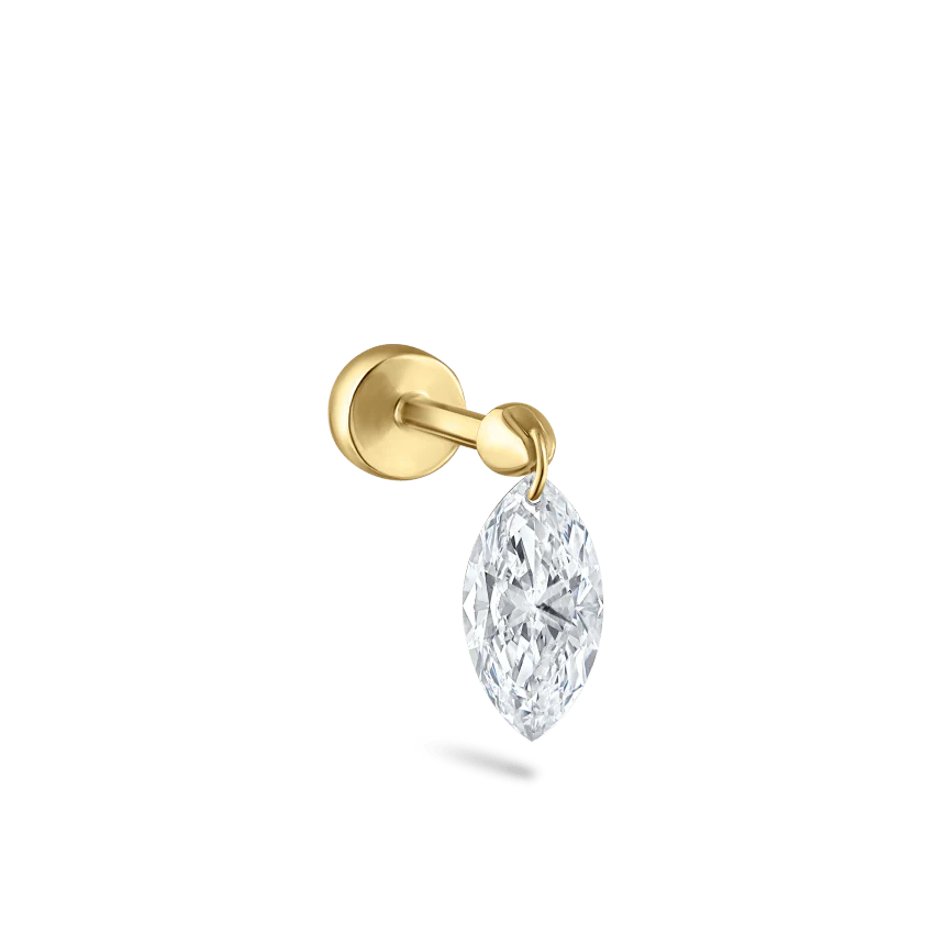 Floating Marquise Diamond Charm Threaded Stud Earring - Image 25