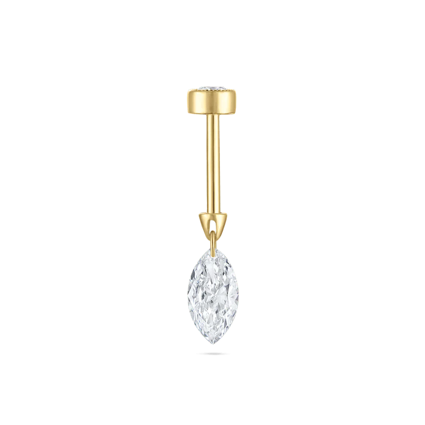 Floating Marquise Diamond Charm Threaded Stud Earring - Image 32