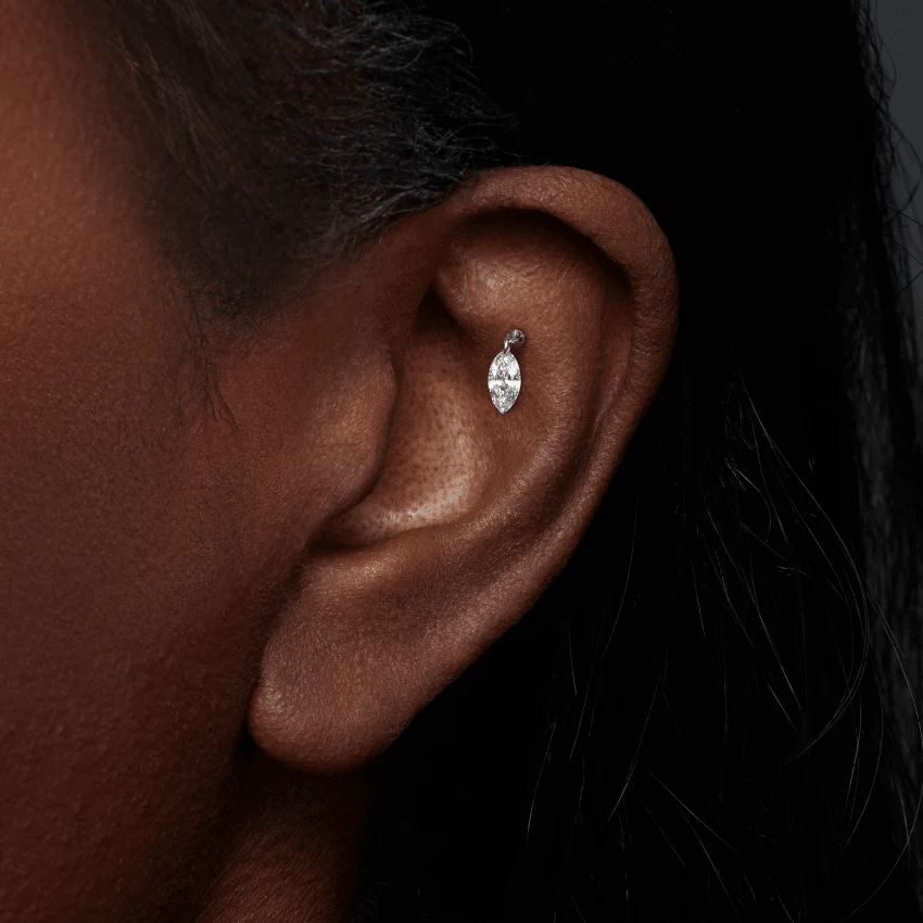 Floating Marquise Diamond Charm Threaded Stud Earring - Image 33