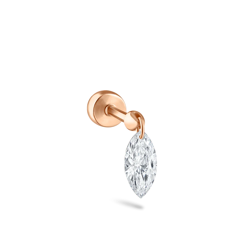 Floating Marquise Diamond Charm Threaded Stud Earring - Image 34
