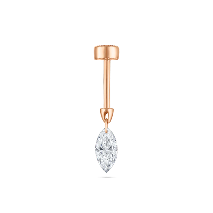 Floating Marquise Diamond Charm Threaded Stud Earring - Image 40