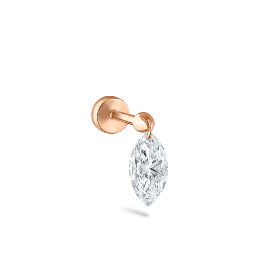 Floating Marquise Diamond Charm Threaded Stud Earring - Image 41