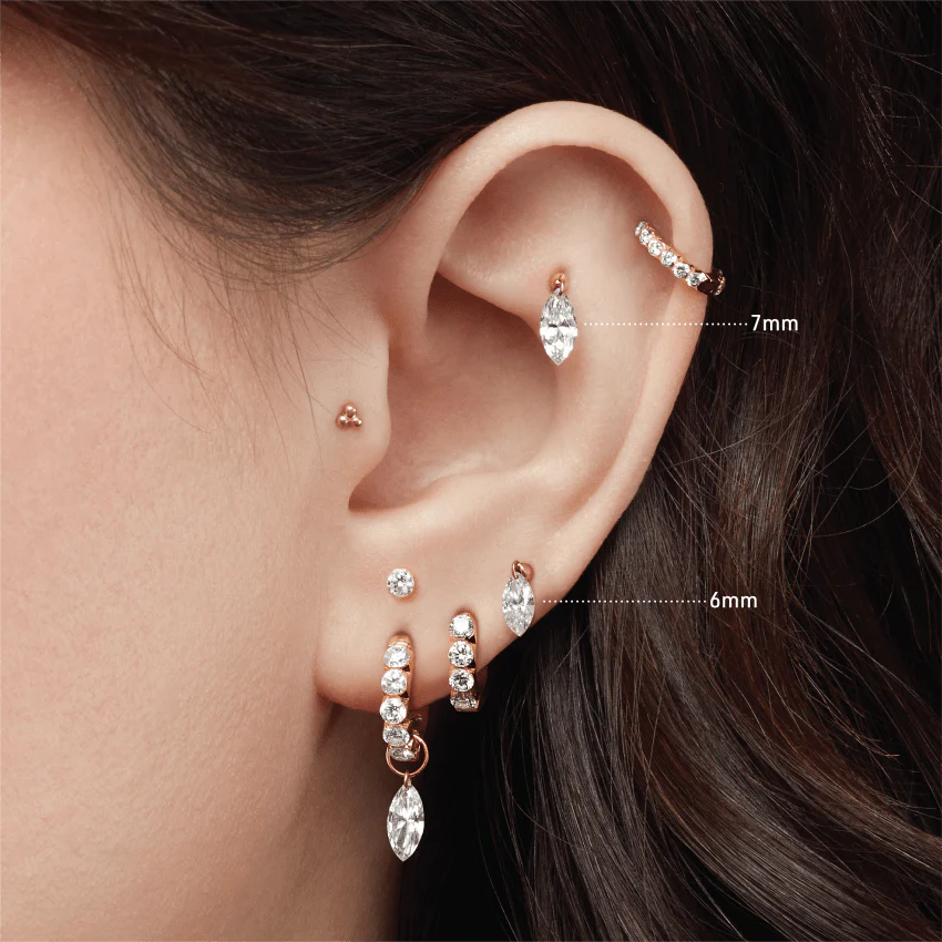 Floating Marquise Diamond Charm Threaded Stud Earring - Image 47