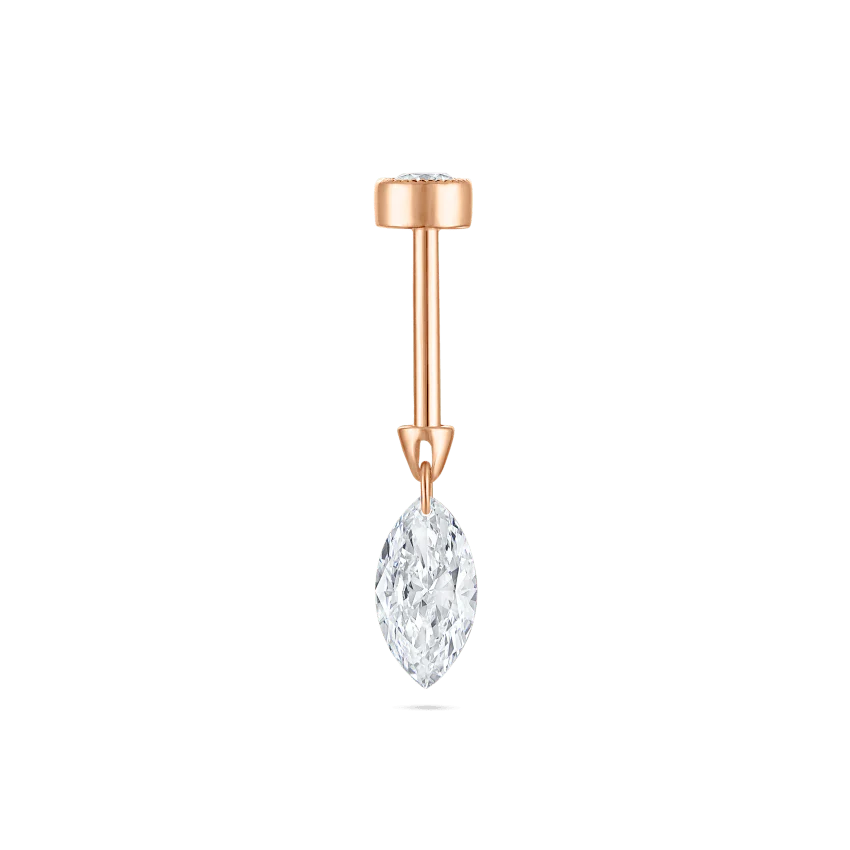 Floating Marquise Diamond Charm Threaded Stud Earring - Image 48