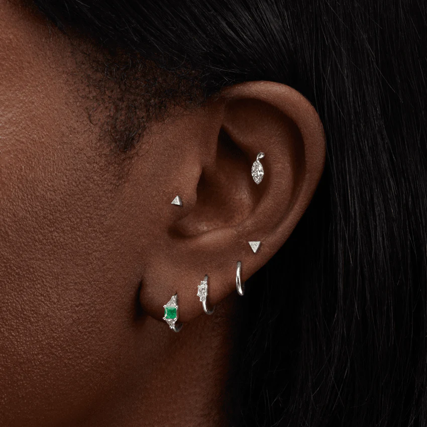 Floating Marquise Diamond Charm Threaded Stud Earring - Image 5