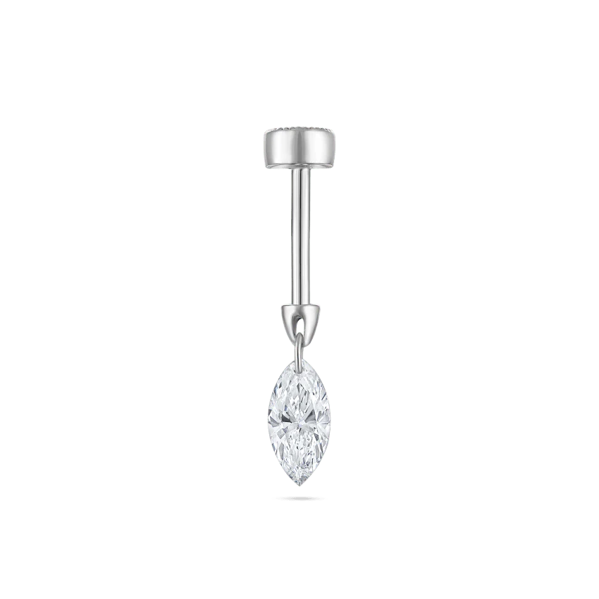 Floating Marquise Diamond Charm Threaded Stud Earring - Image 8