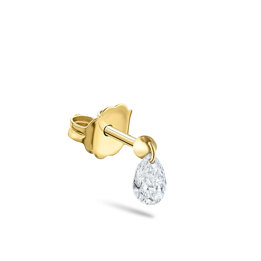 Floating Pear Diamond Charm Stud Earring - Image 13