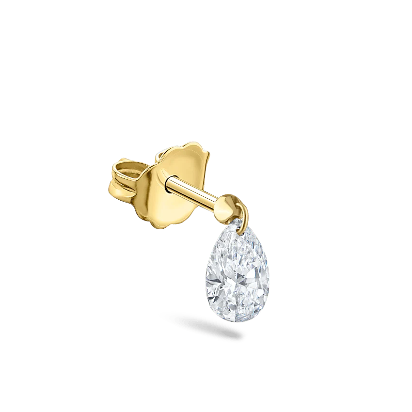 Floating Pear Diamond Charm Stud Earring - Image 16