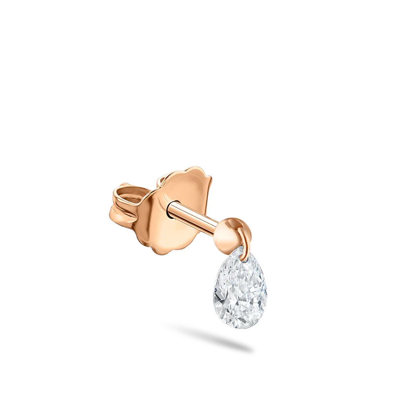 Floating Pear Diamond Charm Stud Earring - Image 24