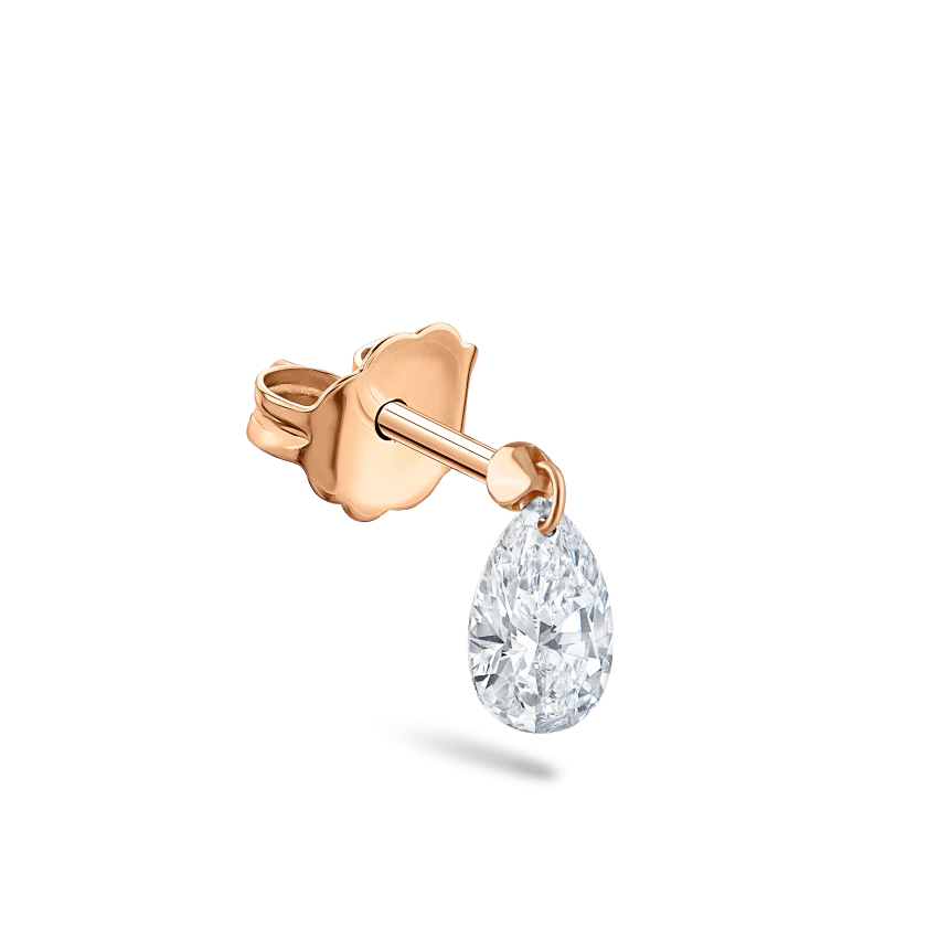 Floating Pear Diamond Charm Stud Earring - Image 27