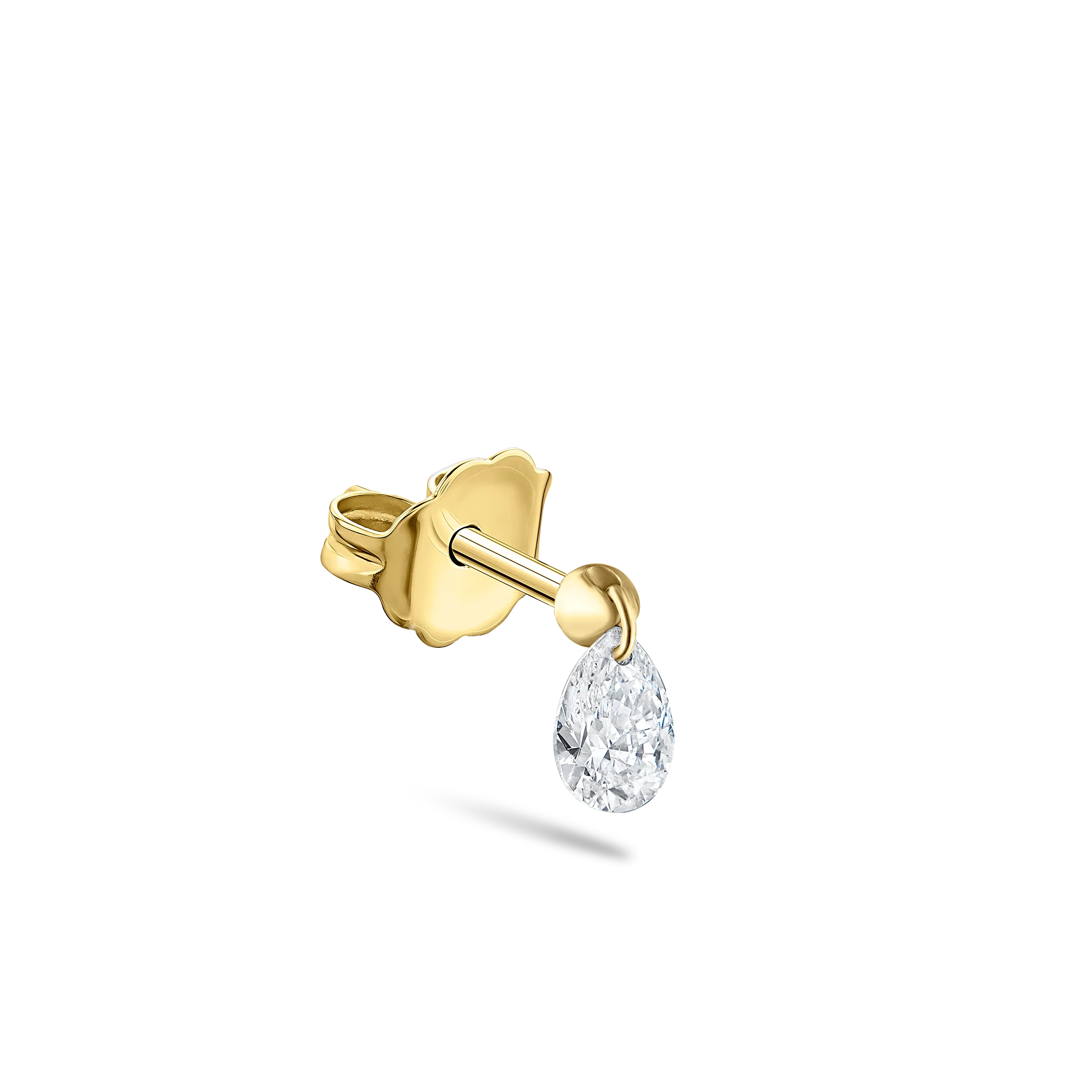 Floating Pear Diamond Charm Stud Earring - Image 37