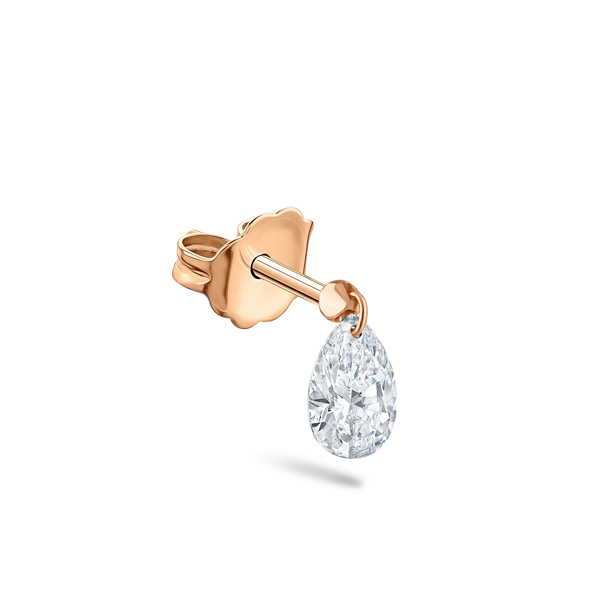 Floating Pear Diamond Charm Stud Earring - Image 38