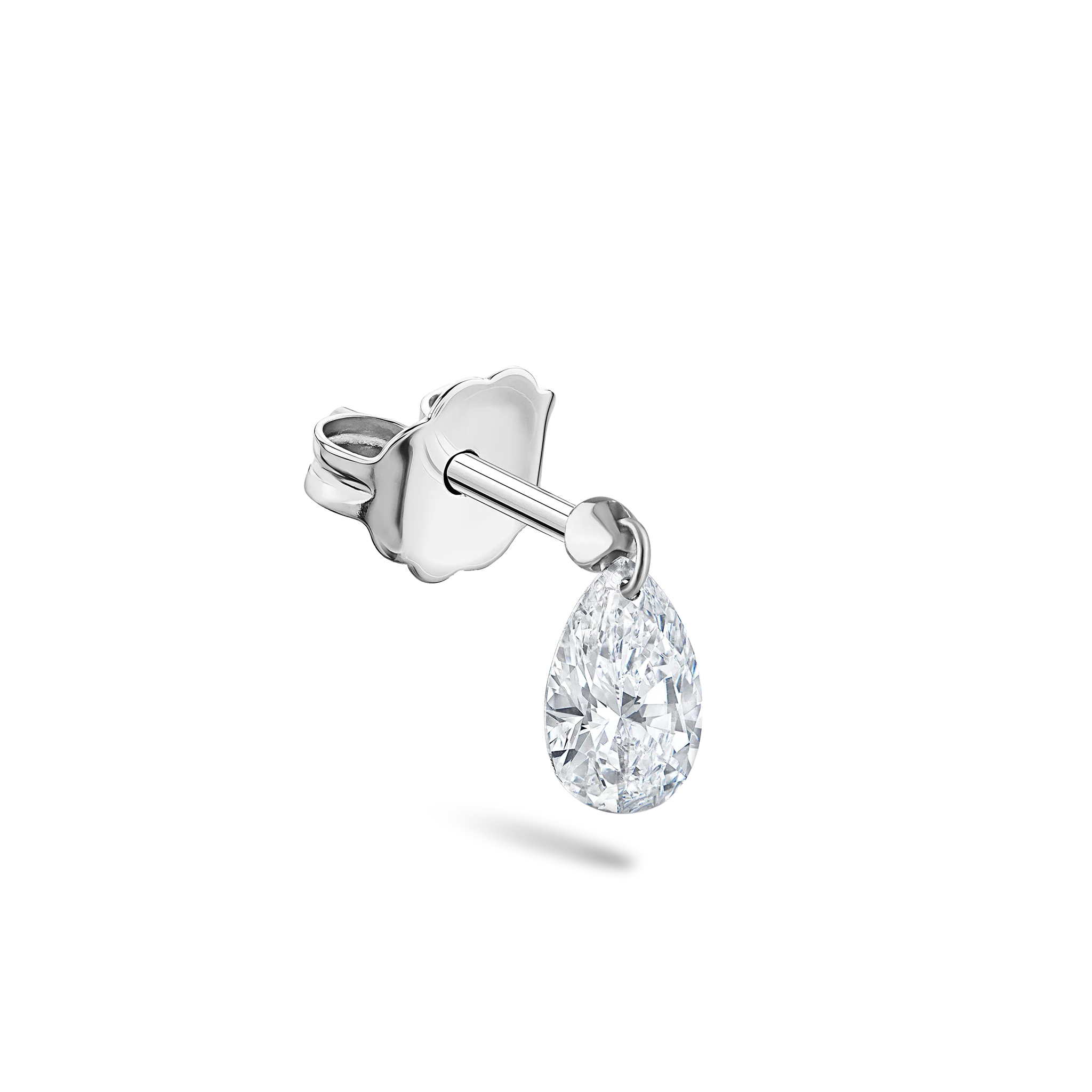 Floating Pear Diamond Charm Stud Earring - Image 39