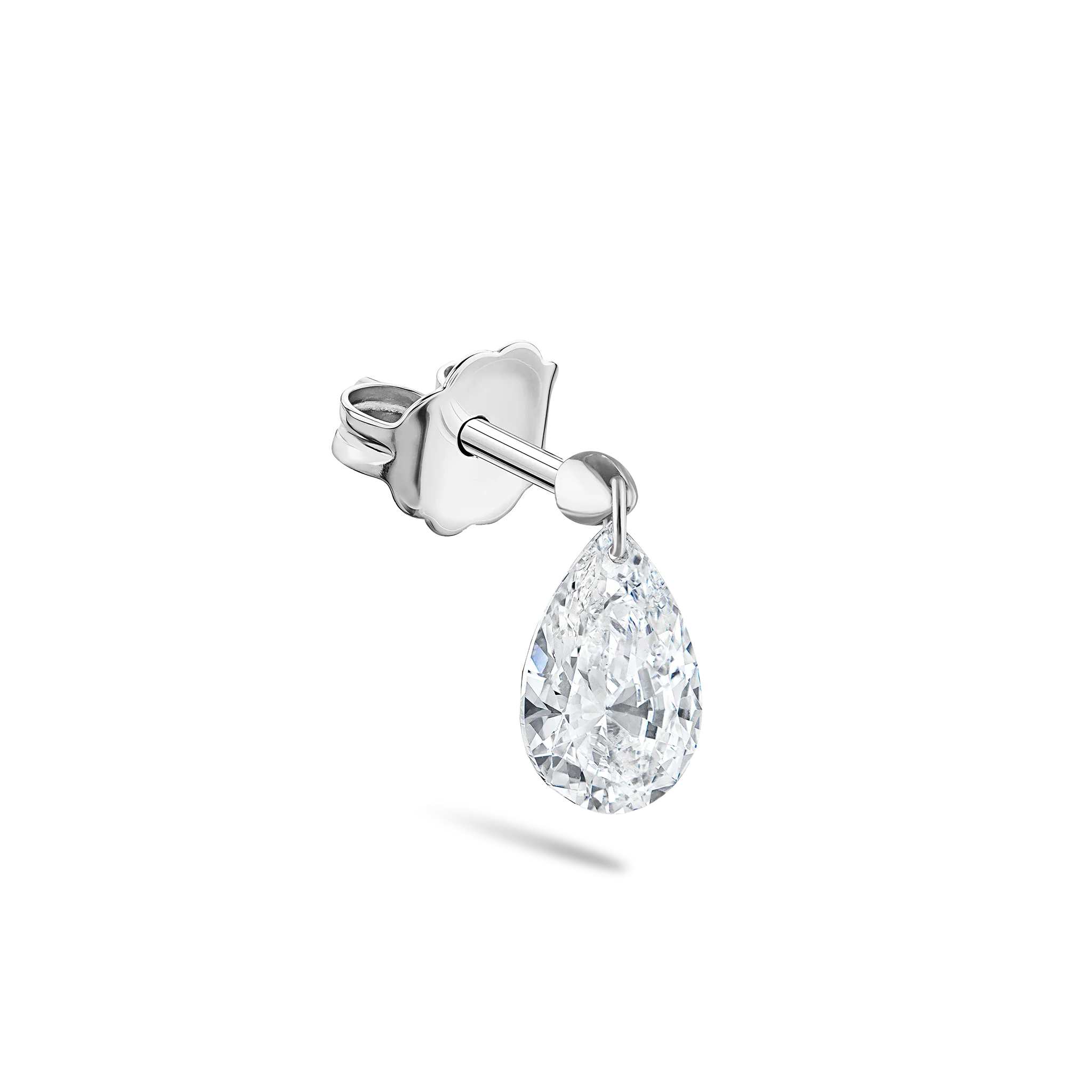 Floating Pear Diamond Charm Stud Earring - Image 42