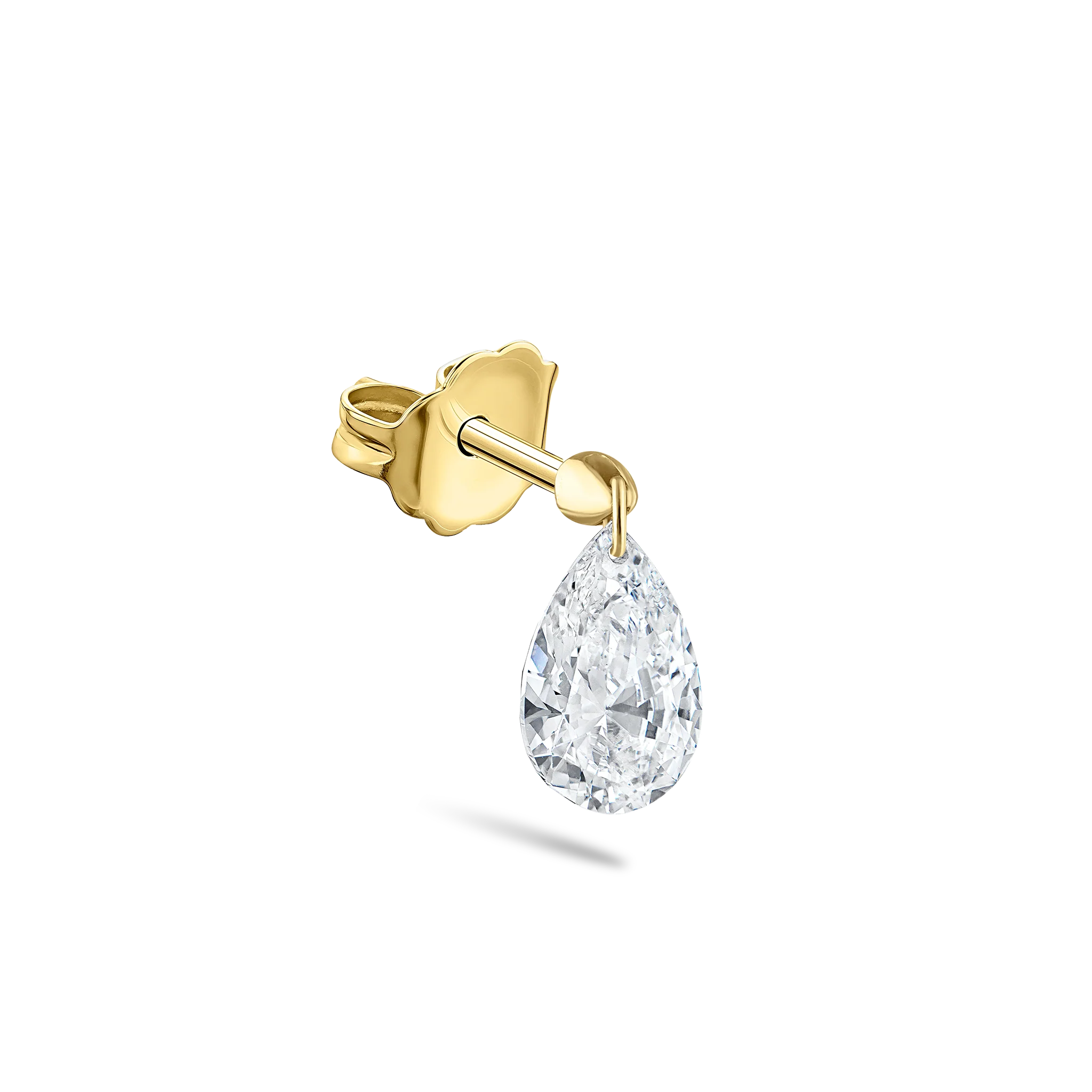 Floating Pear Diamond Charm Stud Earring - Image 43