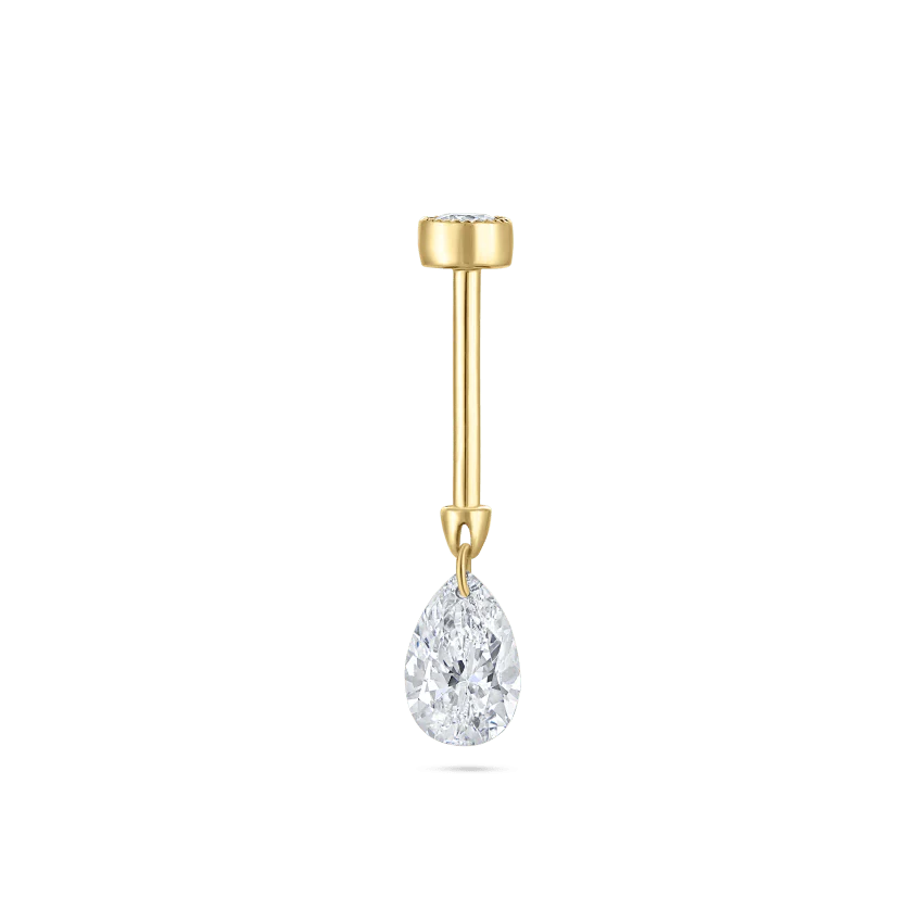 Floating Pear Diamond Charm Threaded Stud Earring - Image 47