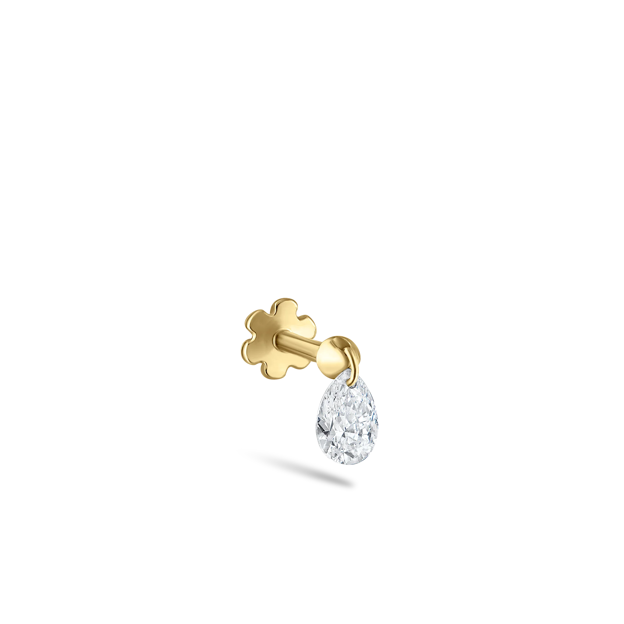 Floating Pear Diamond Charm Threaded Stud Earring - Image 84