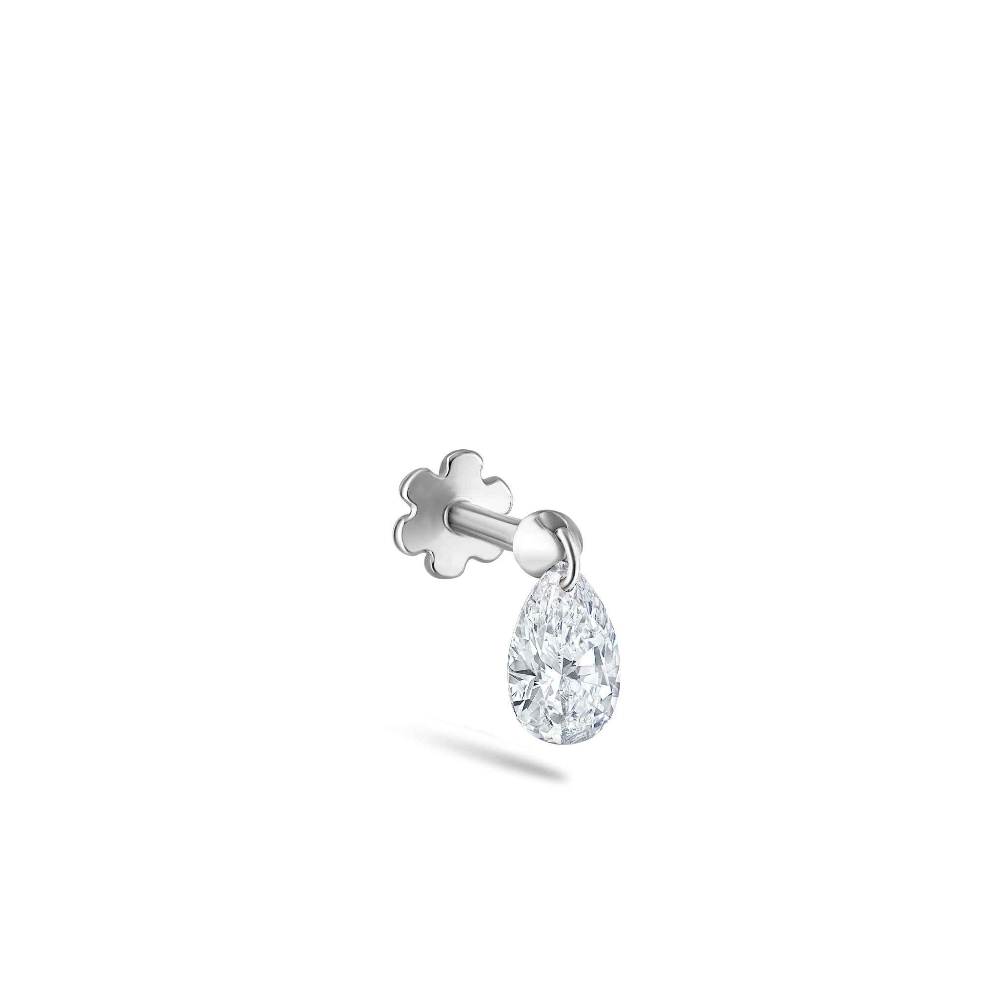 Floating Pear Diamond Charm Threaded Stud Earring - Image 85