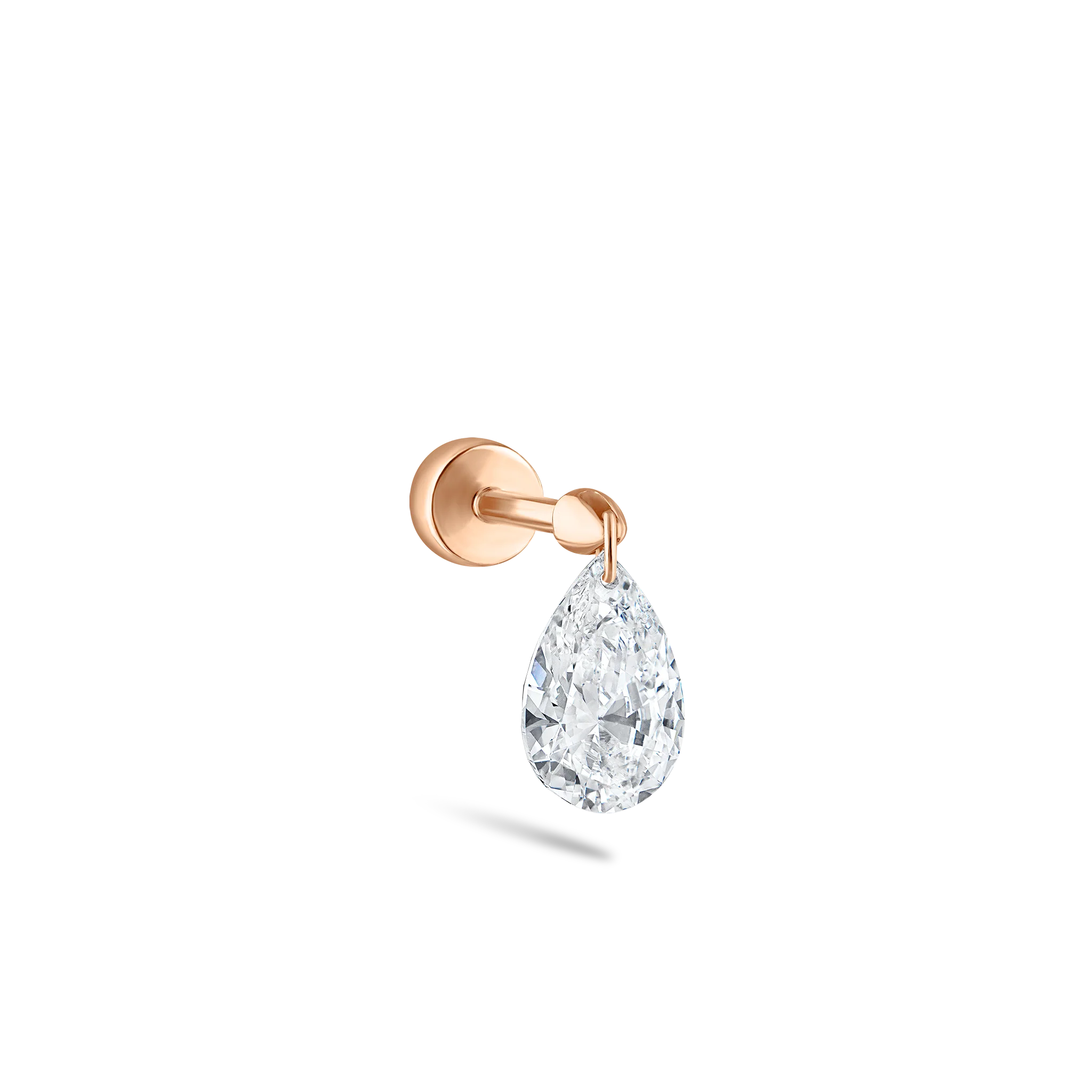 Floating Pear Diamond Charm Threaded Stud Earring - Image 90