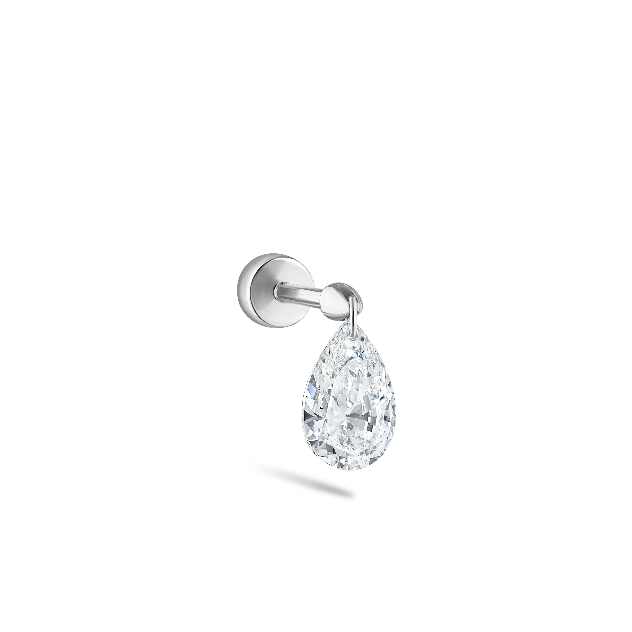 Floating Pear Diamond Charm Threaded Stud Earring - Image 91