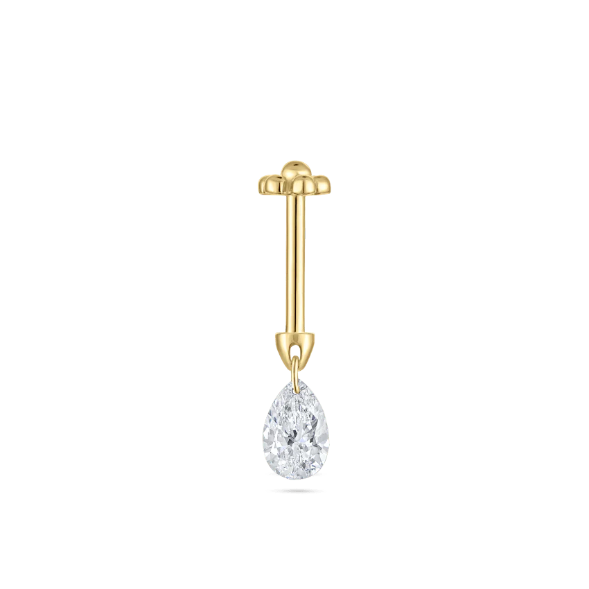 Floating Pear Diamond Charm Threaded Stud Earring With Titanium Backing - Image 39