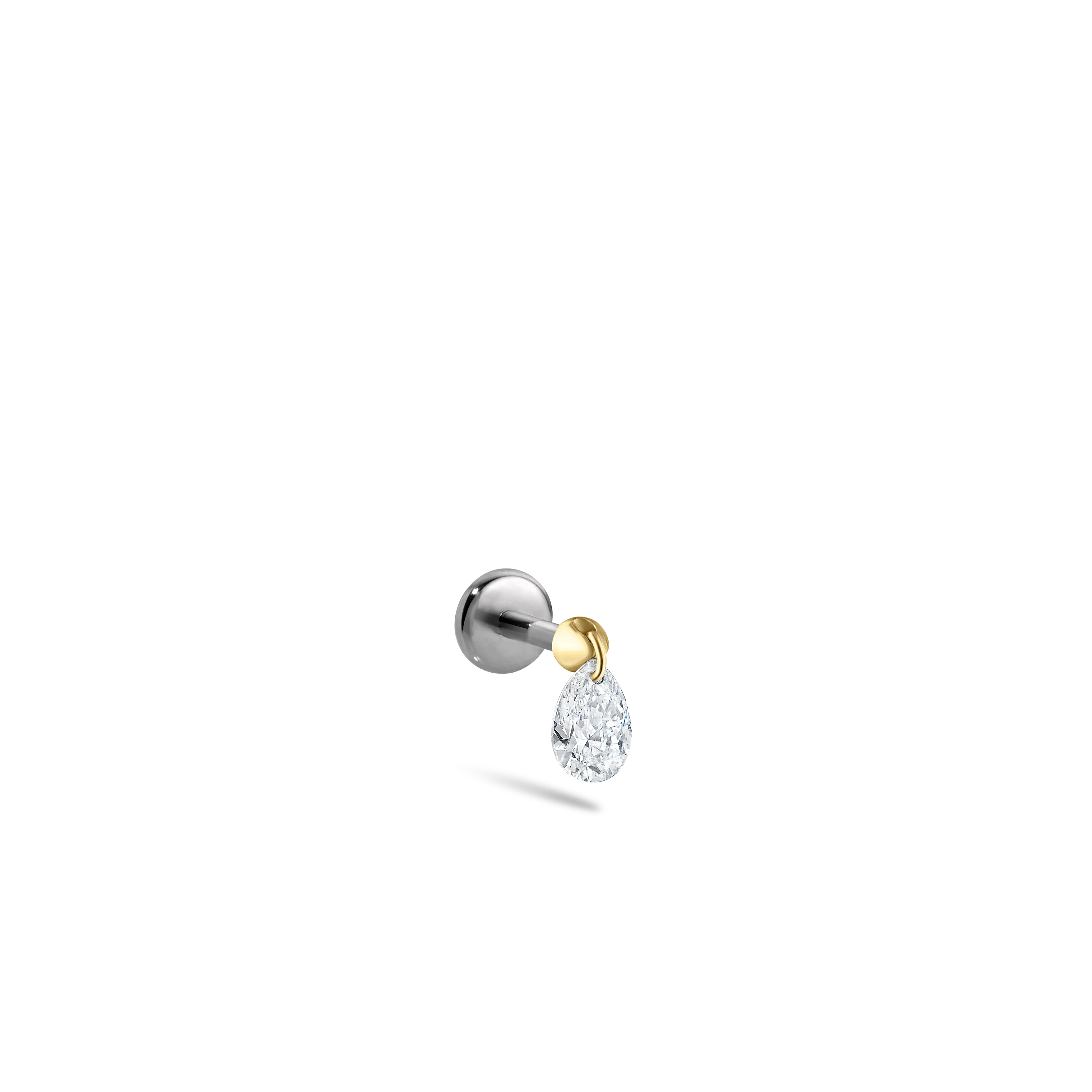 Floating Pear Diamond Charm Threaded Stud Earring With Titanium Backing - Image 82