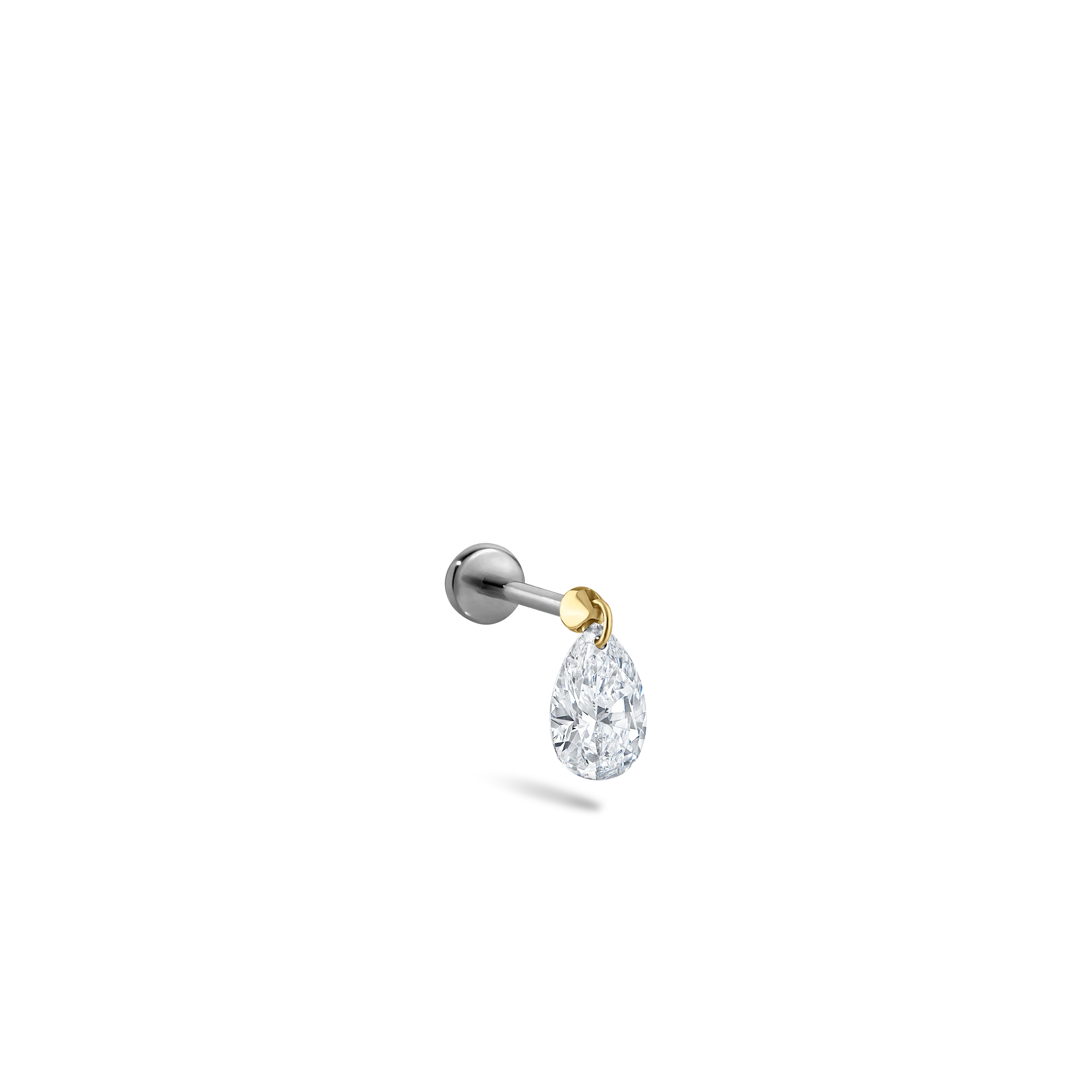 Floating Pear Diamond Charm Threaded Stud Earring With Titanium Backing - Image 83
