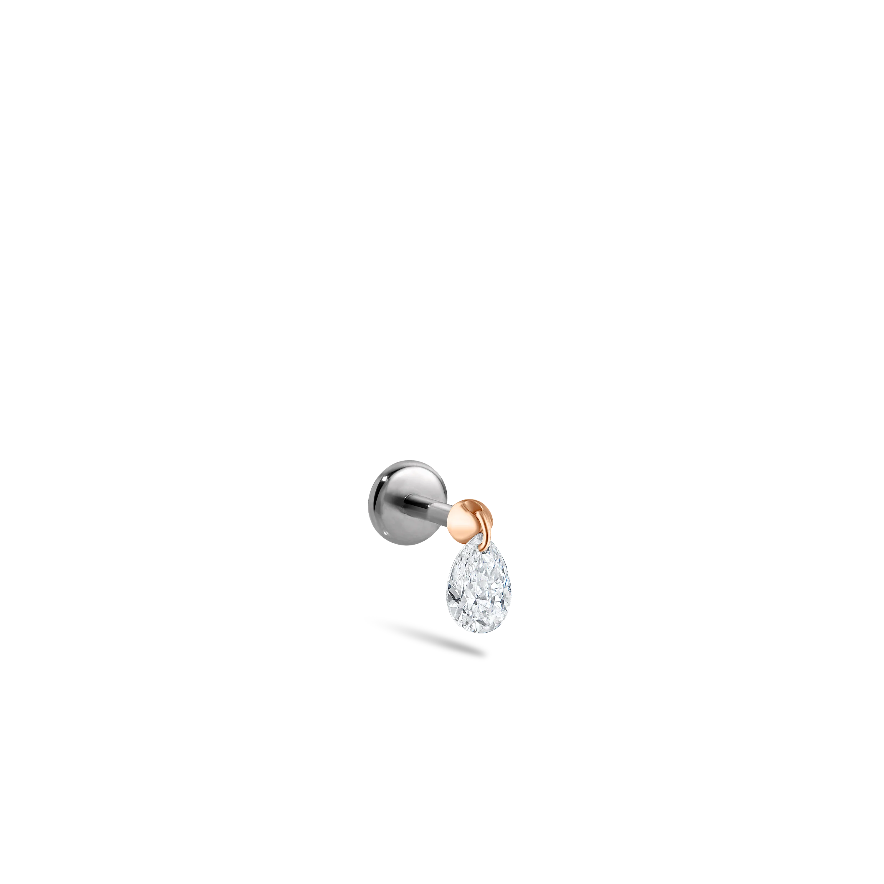 Floating Pear Diamond Charm Threaded Stud Earring With Titanium Backing - Image 87