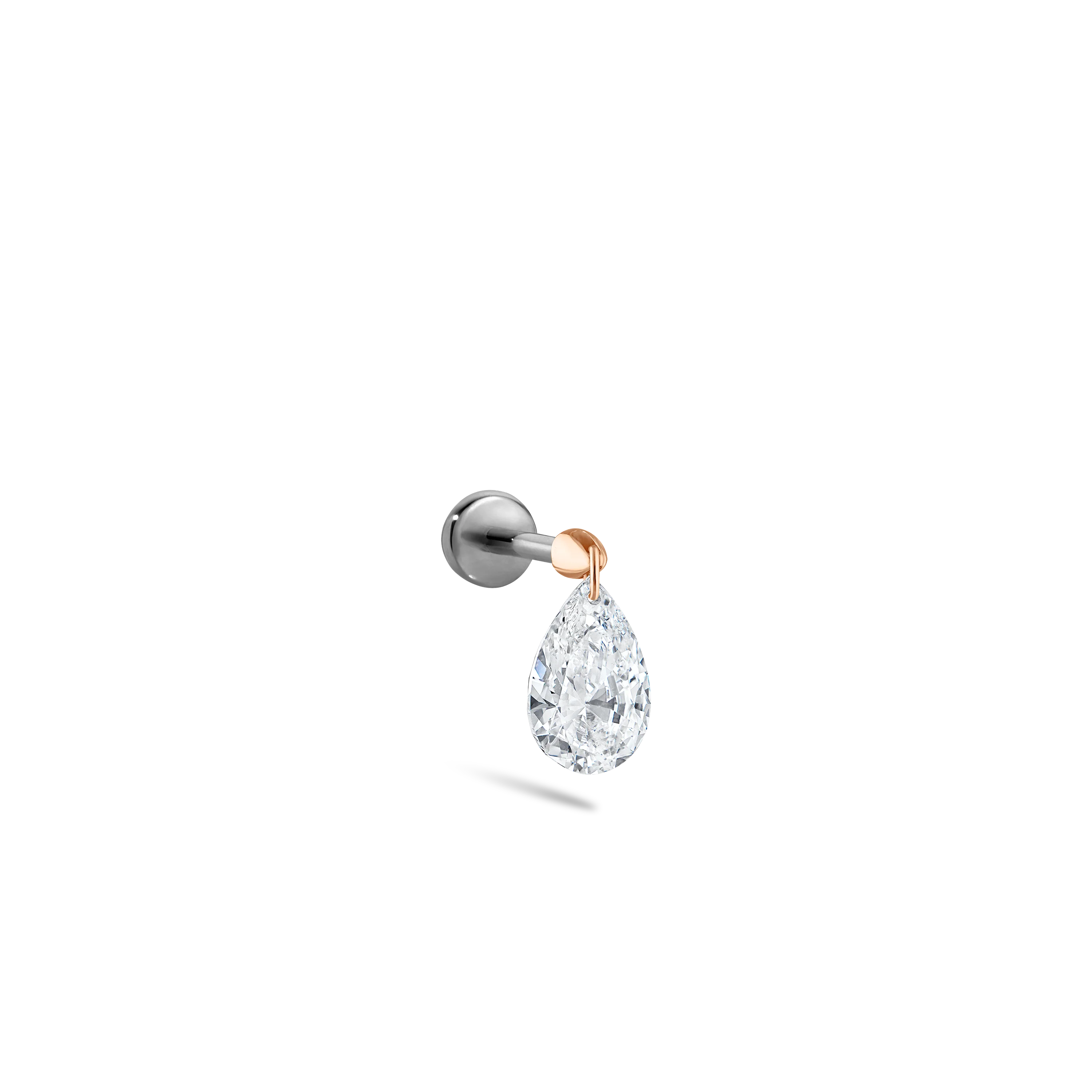 Floating Pear Diamond Charm Threaded Stud Earring With Titanium Backing - Image 89