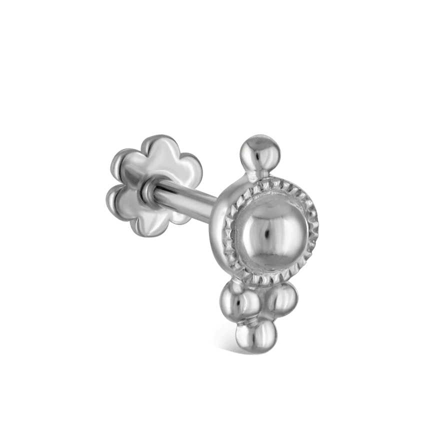 Four Ball Trinity Threaded Stud Earring With Titanium Backing - Image 2