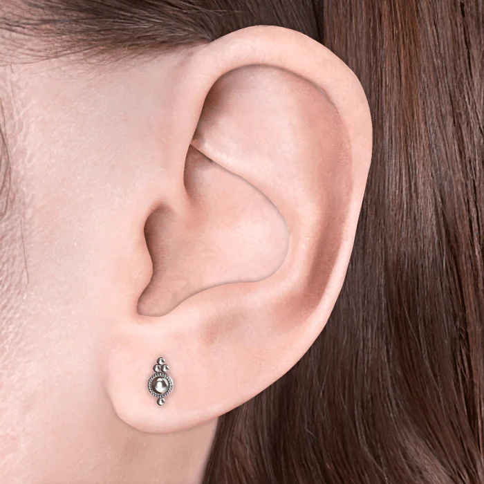 Four Ball Trinity Threaded Stud Earring With Titanium Backing - Image 3