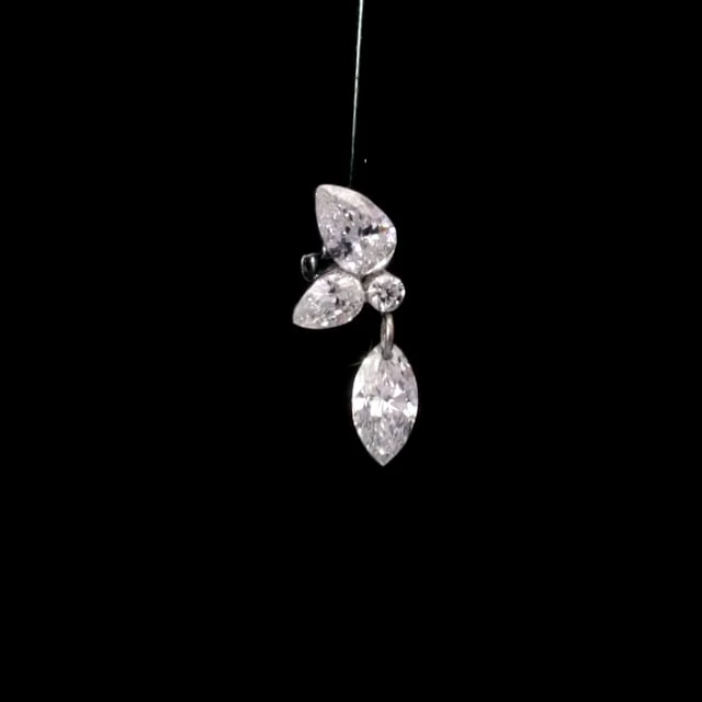 Marquise Pear Diamond Echo Threaded Stud Earring - Image 10