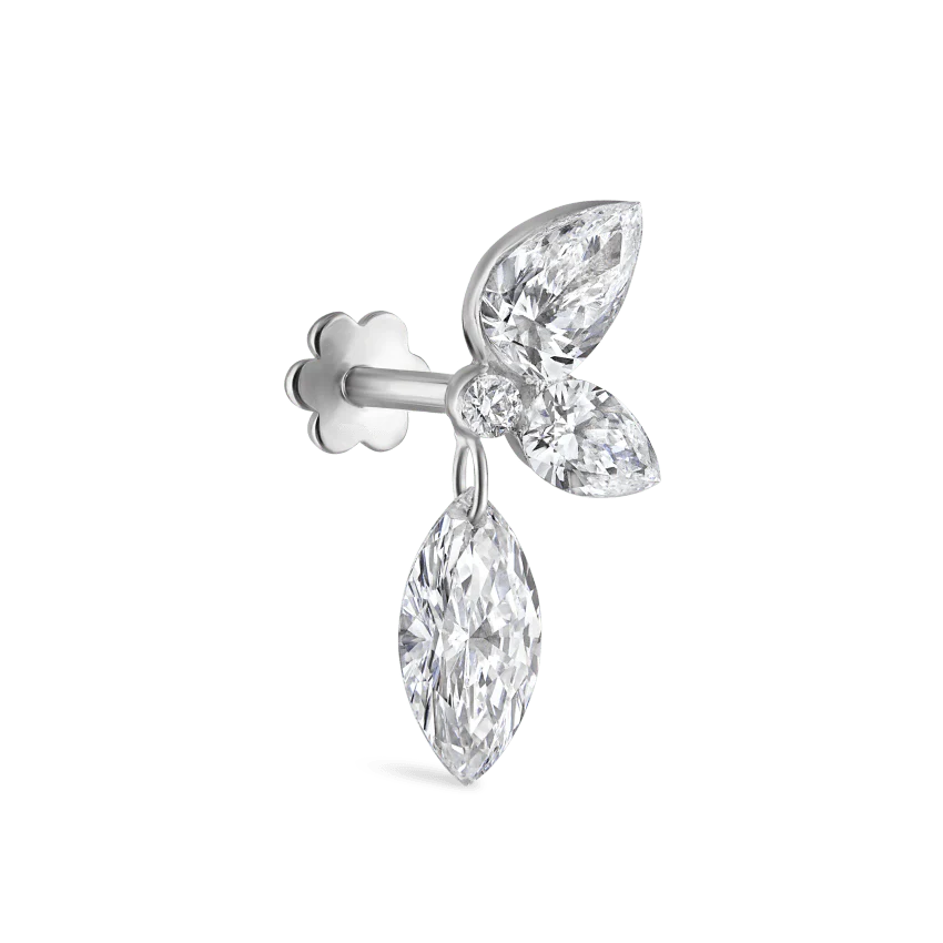 Marquise Pear Diamond Echo Threaded Stud Earring - Image 12