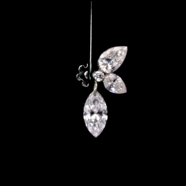 Marquise Pear Diamond Echo Threaded Stud Earring - Image 14