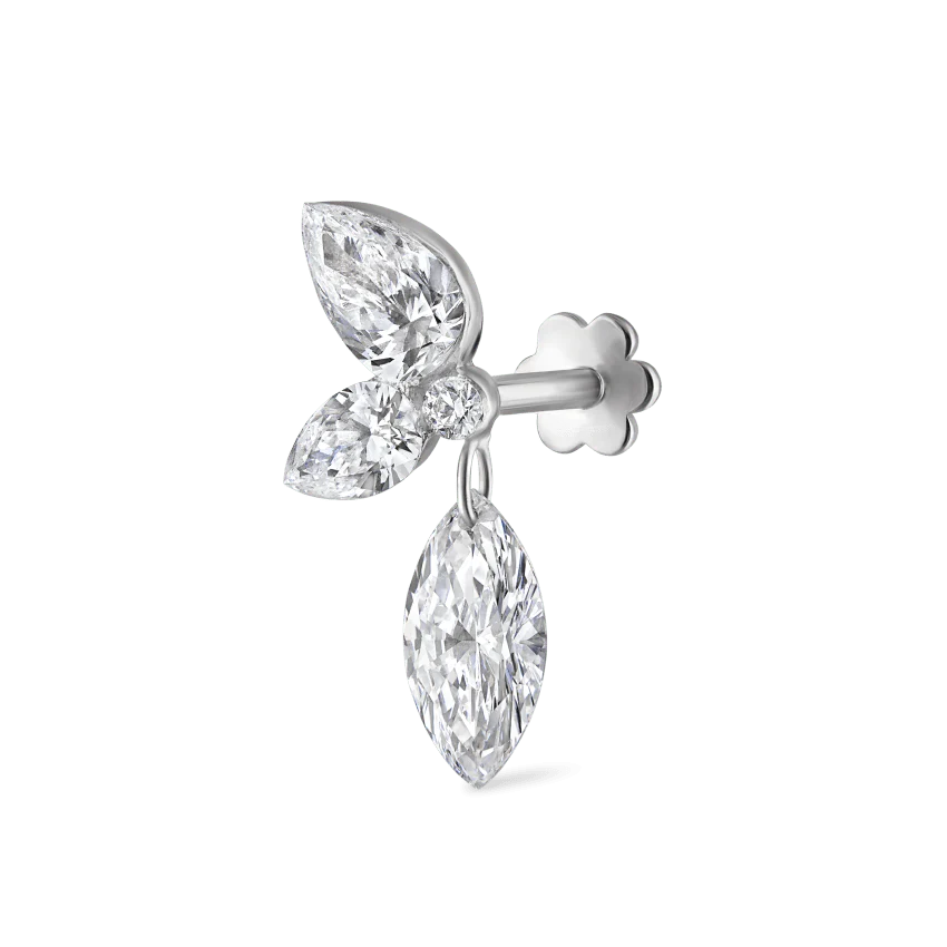 Marquise Pear Diamond Echo Threaded Stud Earring - Image 18