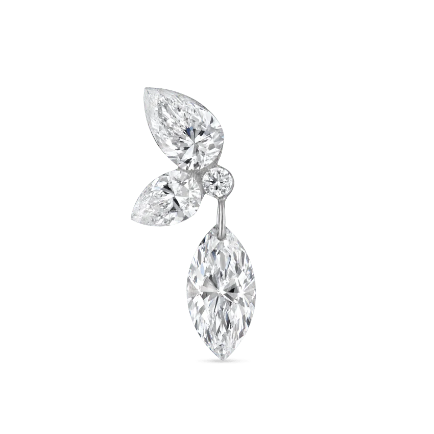 Marquise Pear Diamond Echo Threaded Stud Earring - Image 19