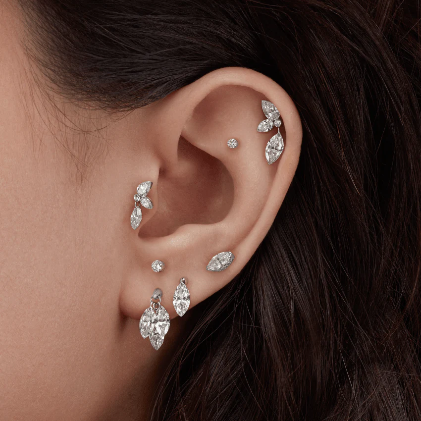 Marquise Pear Diamond Echo Threaded Stud Earring - Image 21