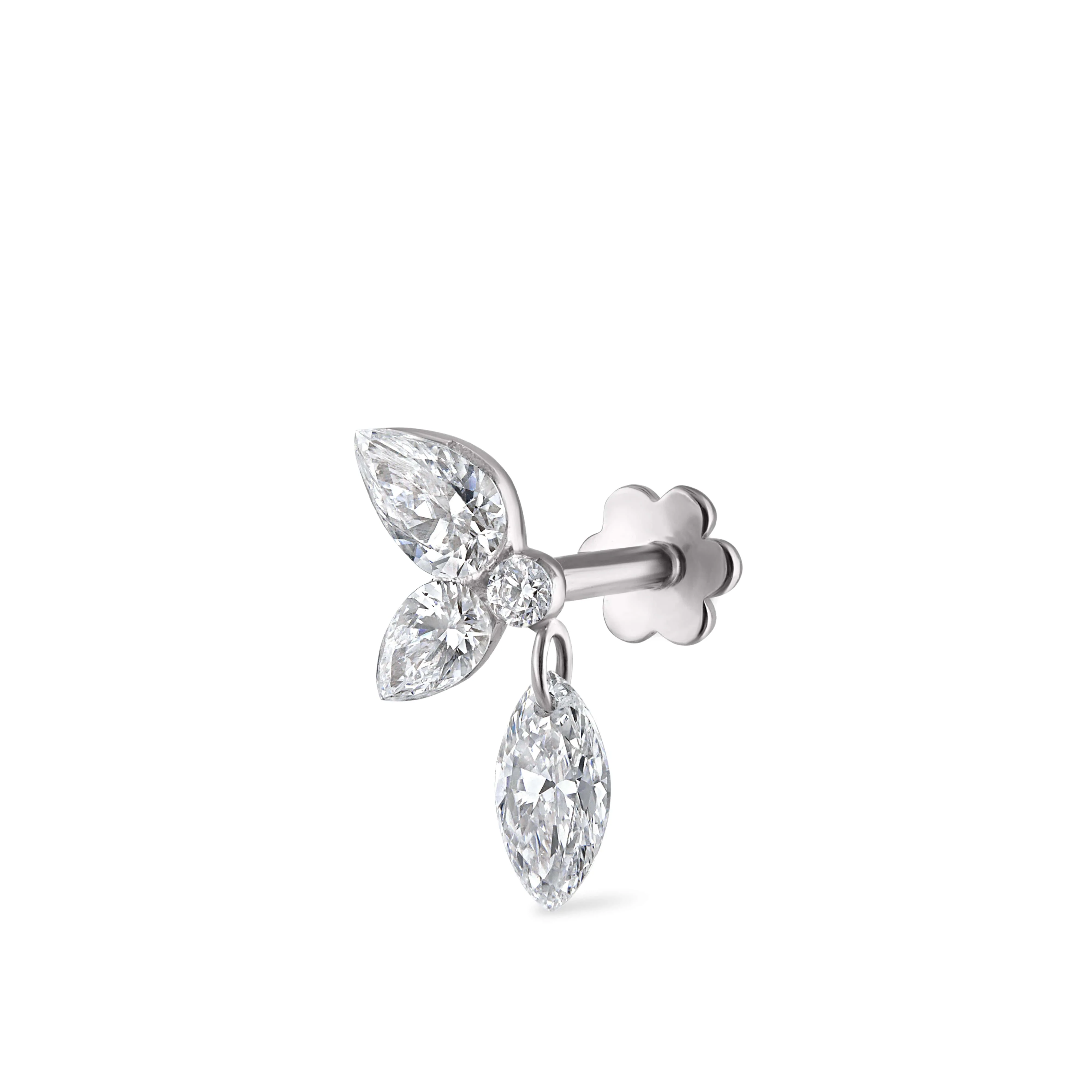 Marquise Pear Diamond Echo Threaded Stud Earring - Image 23