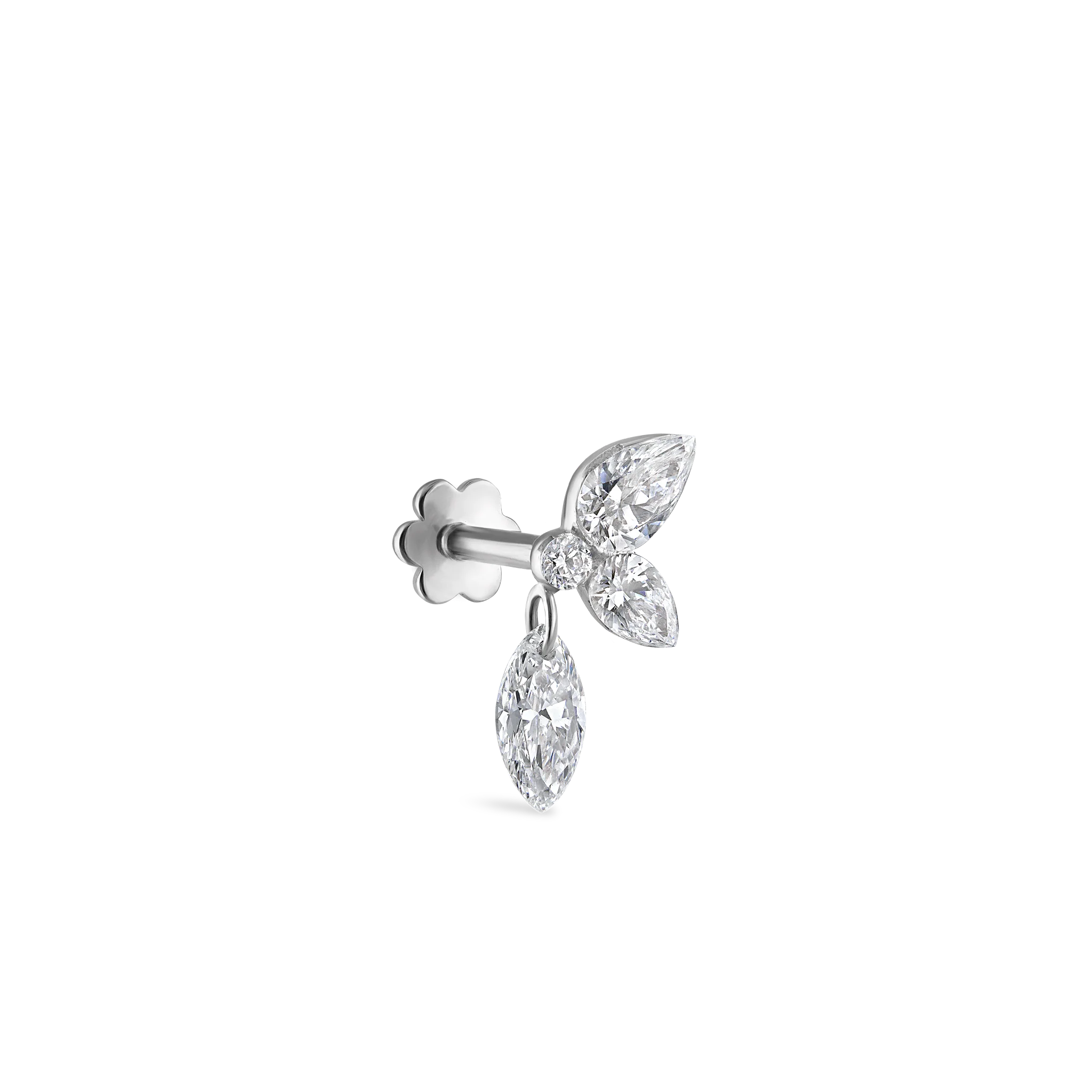 Marquise Pear Diamond Echo Threaded Stud Earring - Image 24
