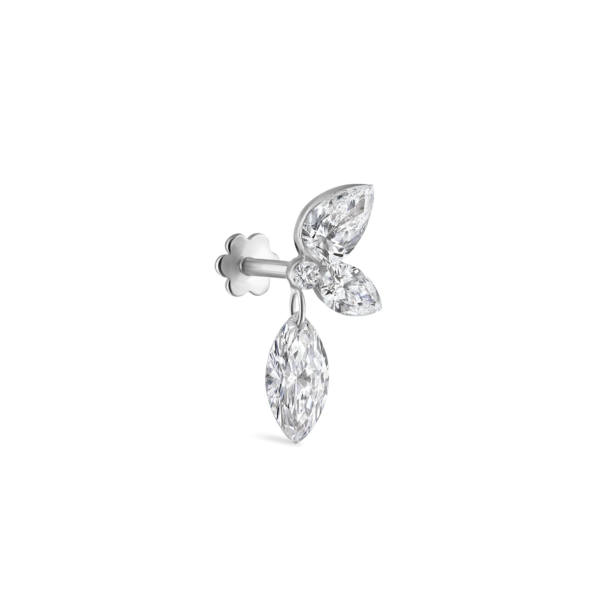 Marquise Pear Diamond Echo Threaded Stud Earring - Image 26
