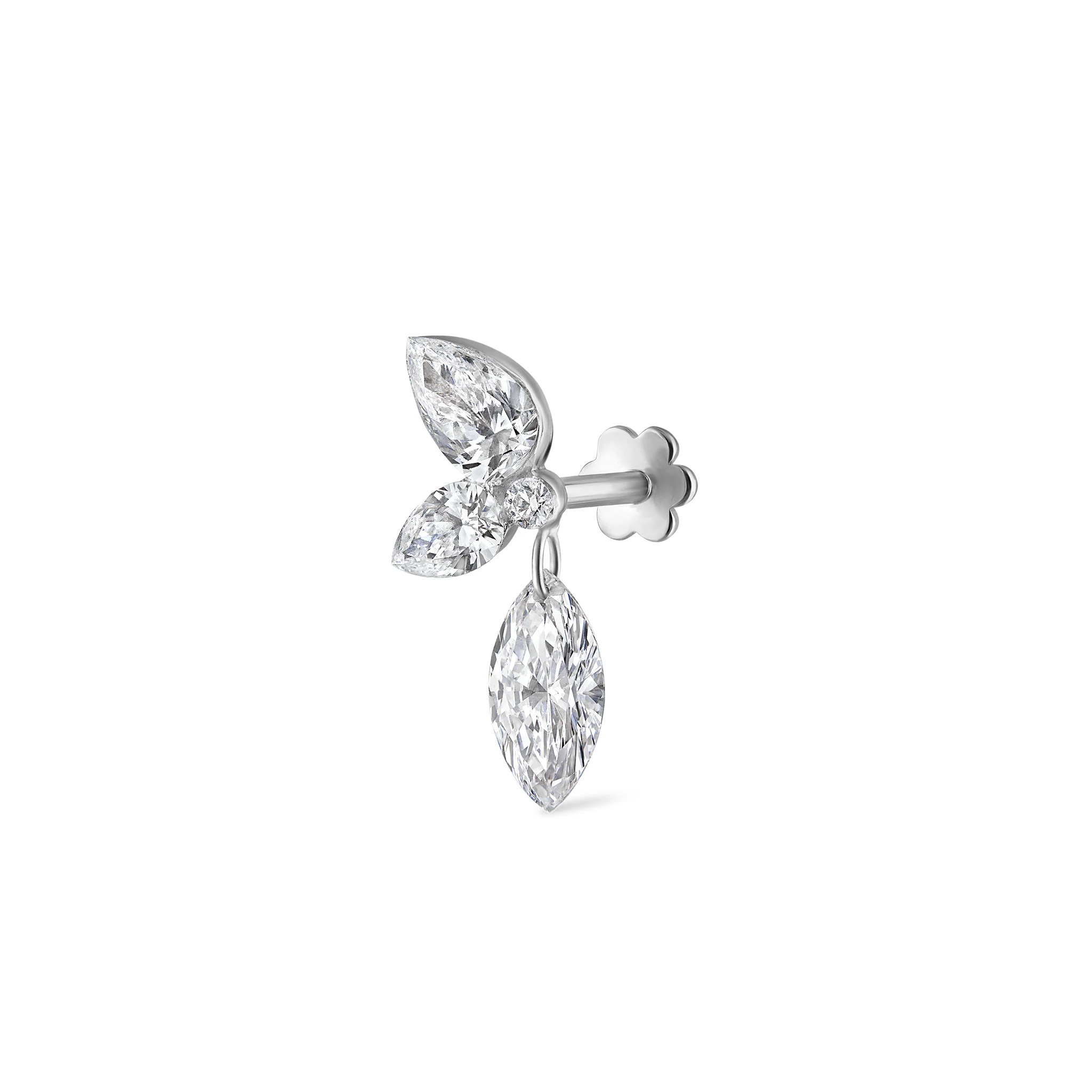Marquise Pear Diamond Echo Threaded Stud Earring - Image 27