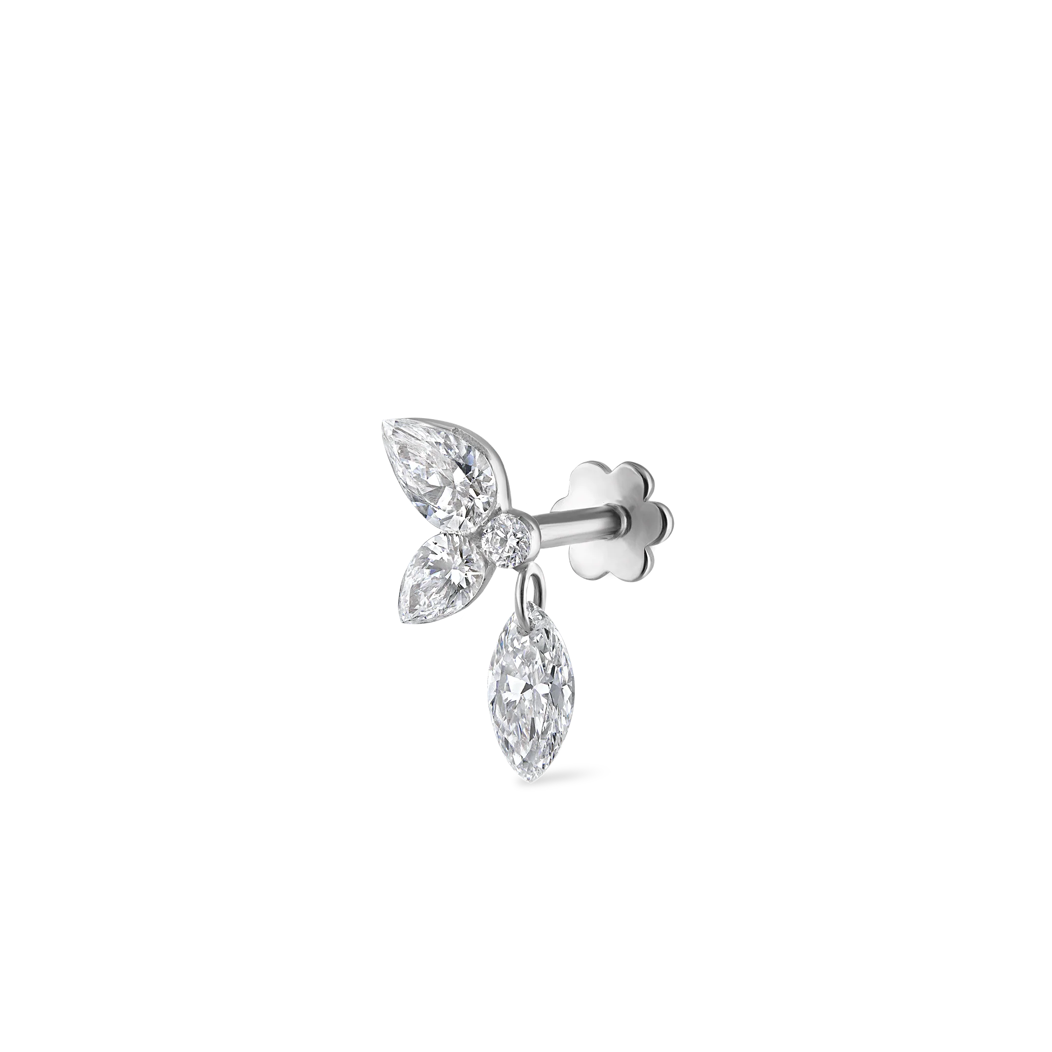 Marquise Pear Diamond Echo Threaded Stud Earring - Image 29