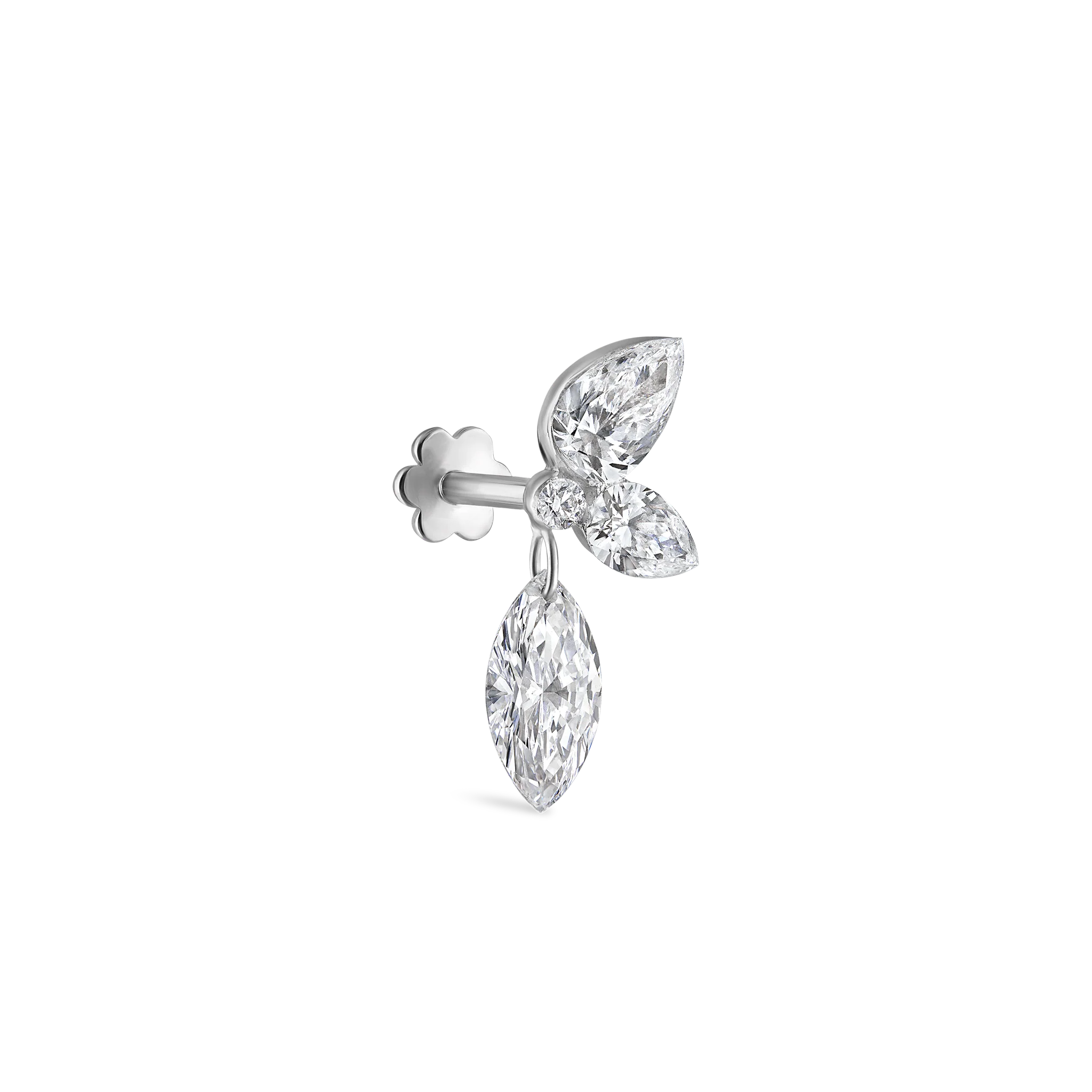 Marquise Pear Diamond Echo Threaded Stud Earring - Image 31