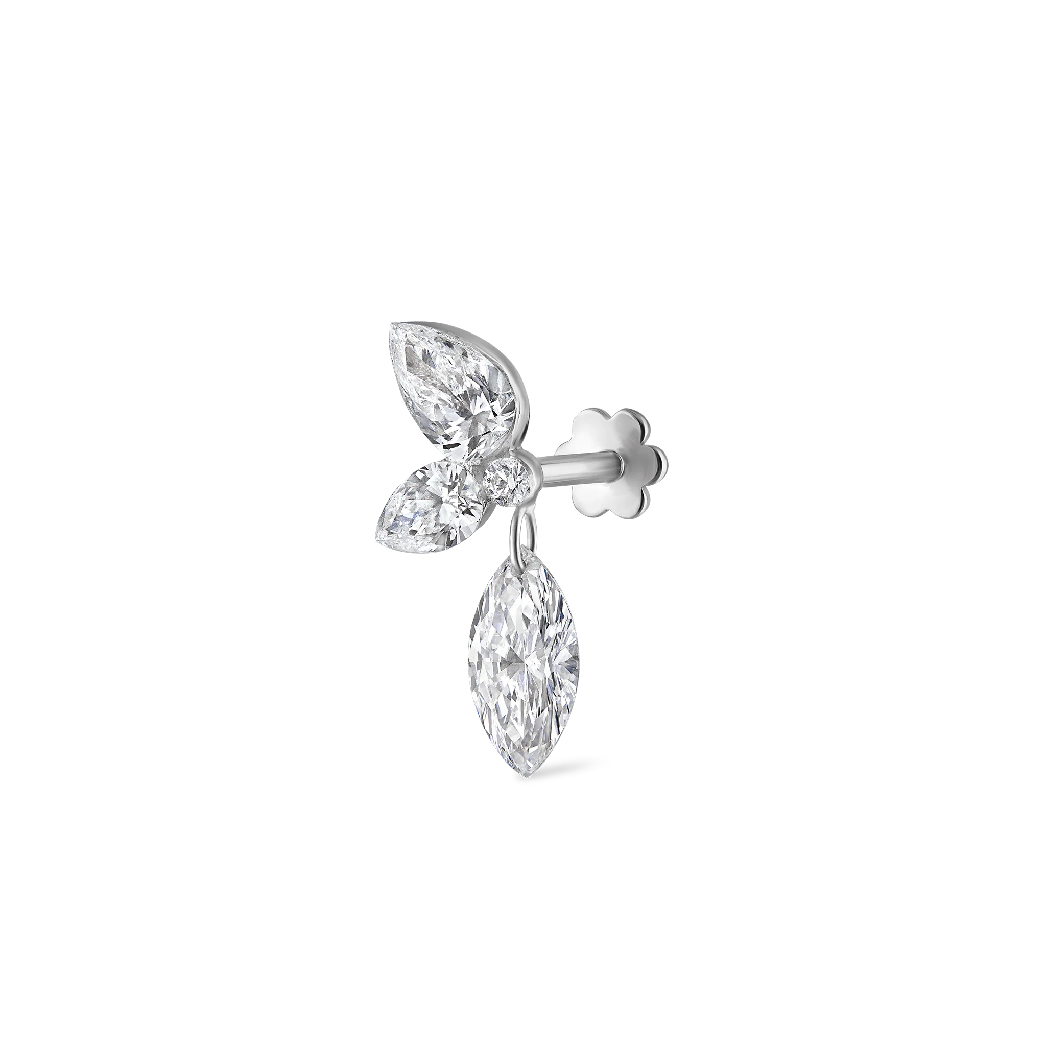 Marquise Pear Diamond Echo Threaded Stud Earring - Image 32