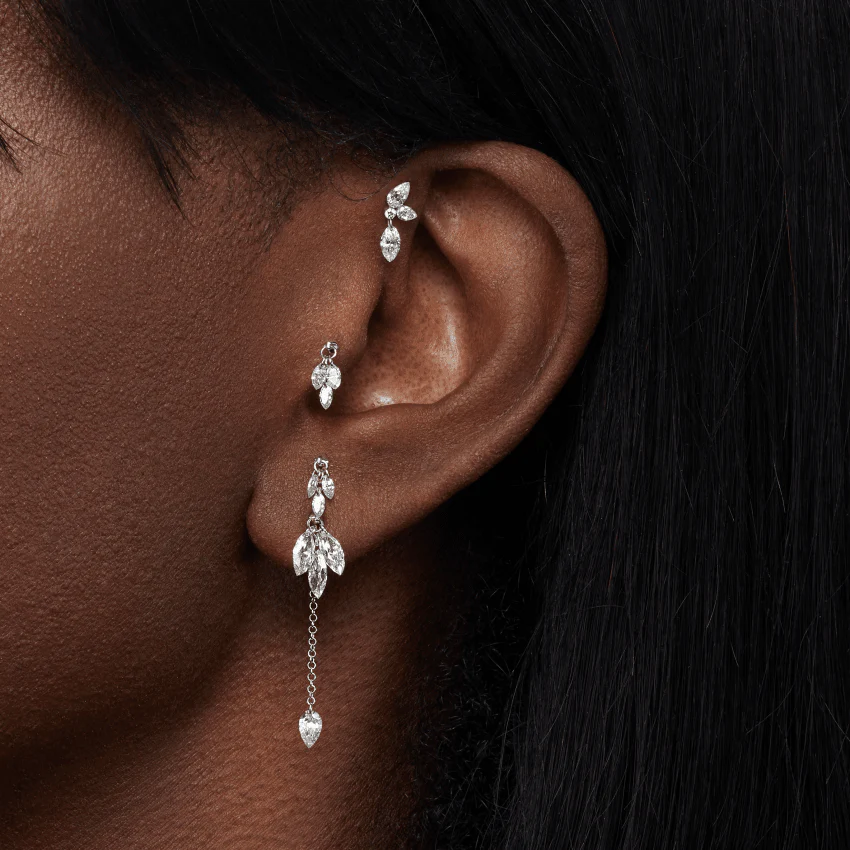 Marquise Pear Diamond Echo Threaded Stud Earring - Image 5