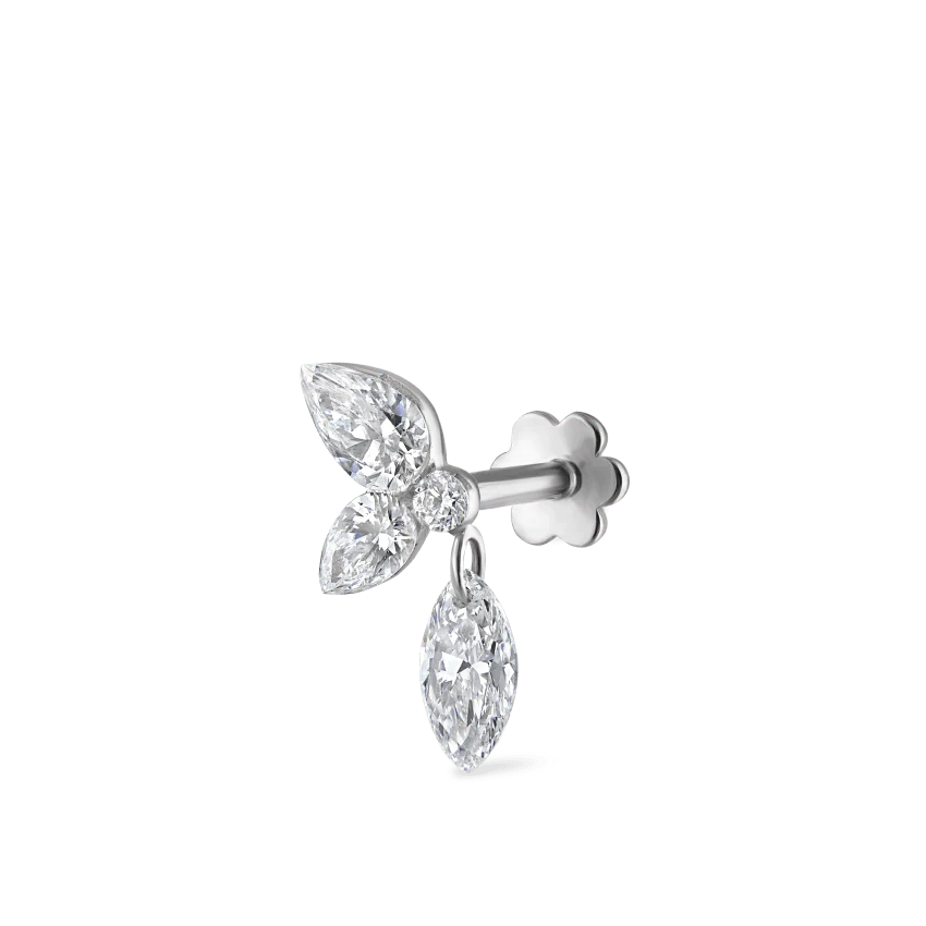 Marquise Pear Diamond Echo Threaded Stud Earring With Titanium Backing - Image 8