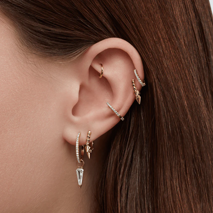 Granulated Triple Short Spike Tash Cuff Earring - Image 13