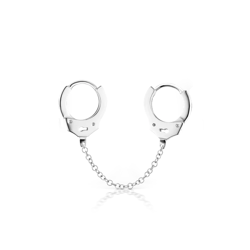Handcuff Hoop Earring with Medium Chain - Image 2
